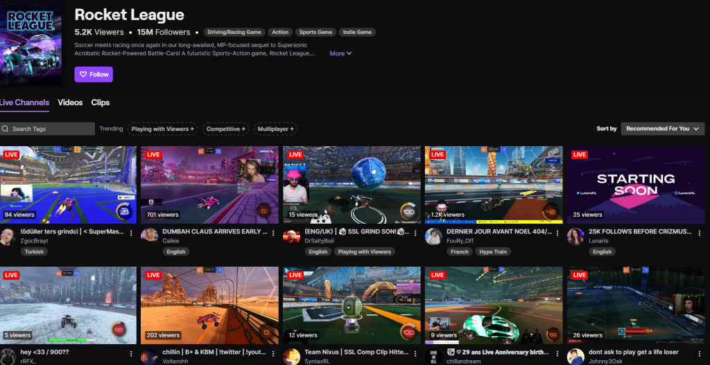 rocket league twitch