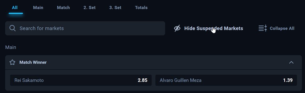 Thunderpick Features Update - Hide Suspended Markets
