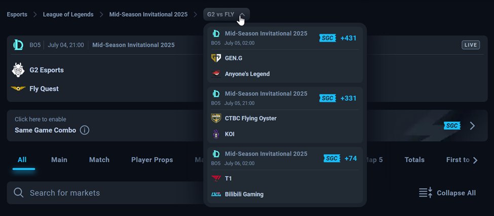 Thunderpick Feature Update - Breadcrumbs