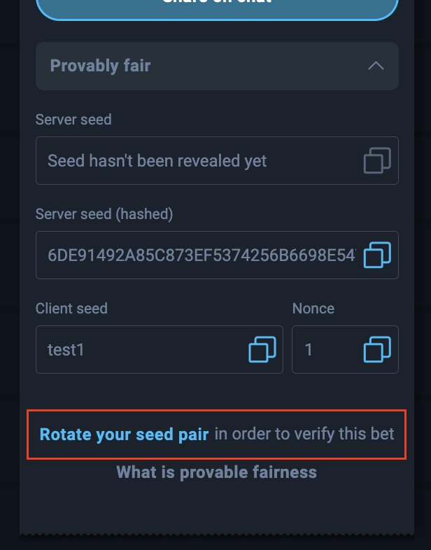 Provably Fair Widget Rotating your Seed
