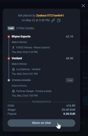 Share bet modal Update