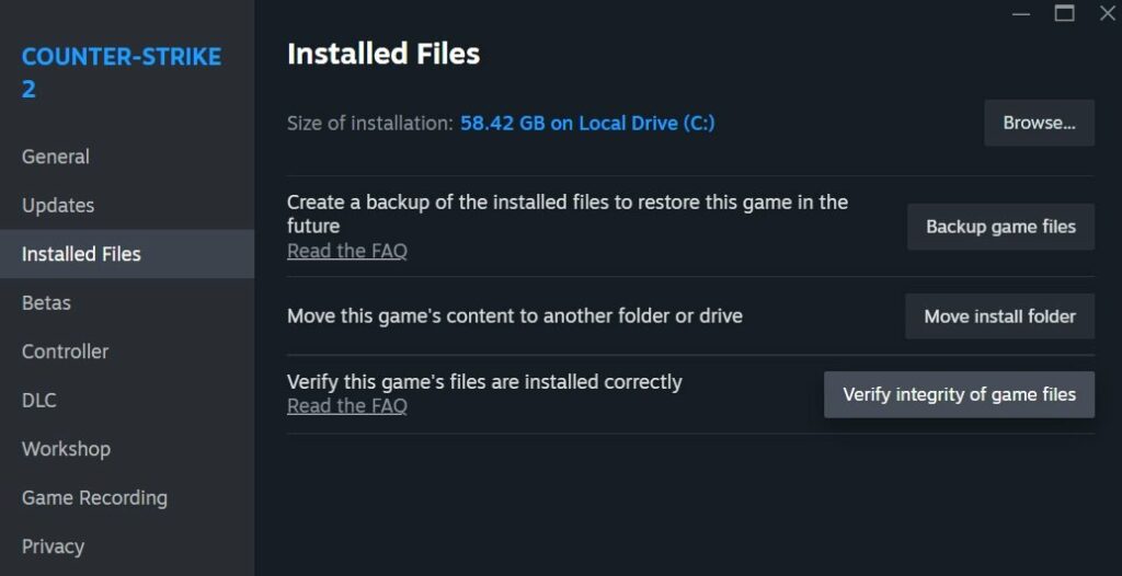 CS2 Steam Installed Files - The first step to fixing cs2 stuttering