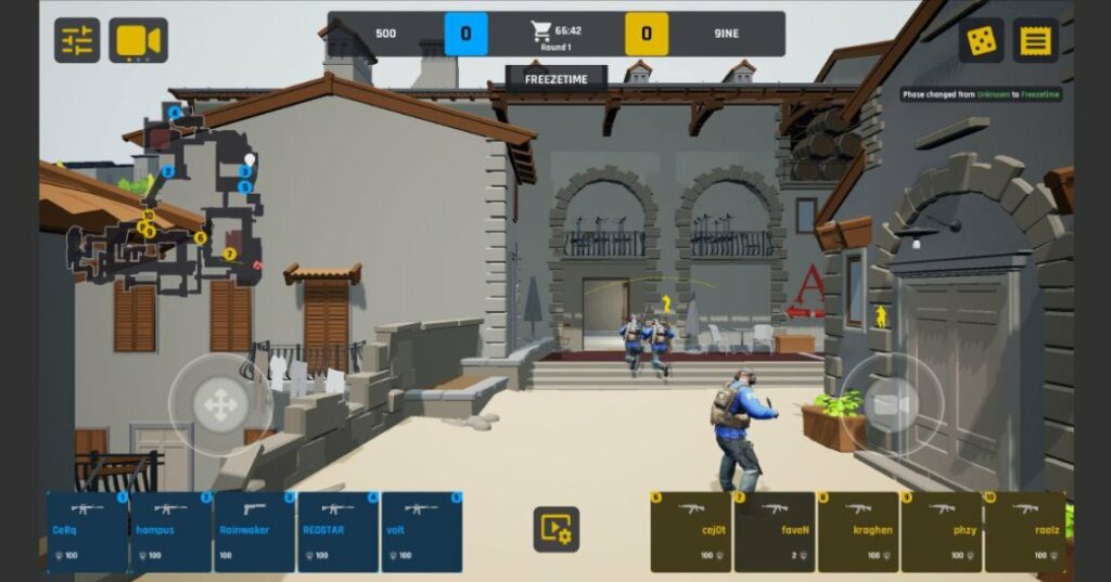 Controlling Ghost on Mobile has tap controls and menus on the buttons. To move and aim the camera in free roam, just use the two joysticks.