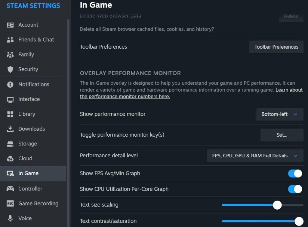 cs2 stuttering can be monitored using Steam in game settings menu