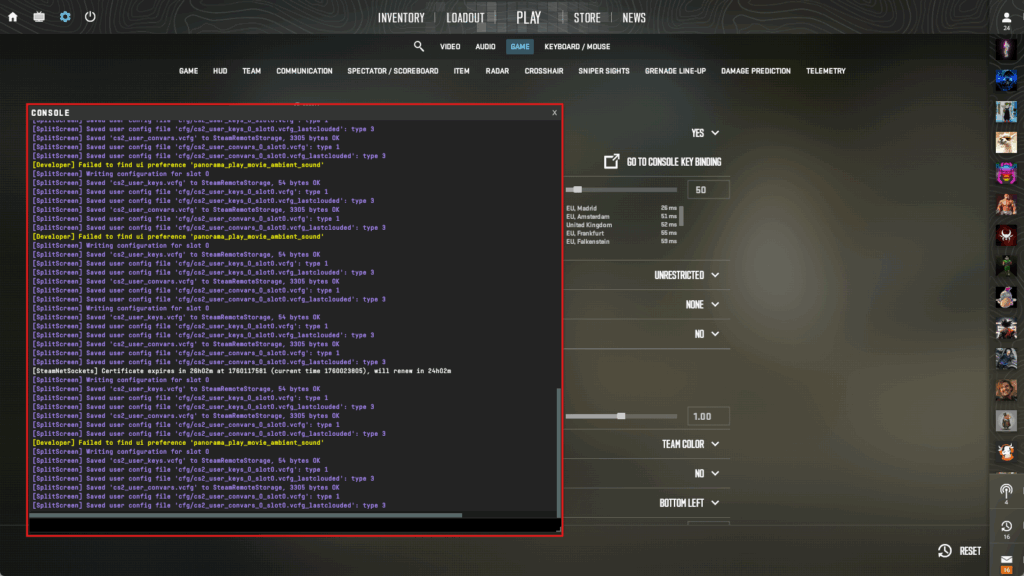 CS2 Console Commands Open