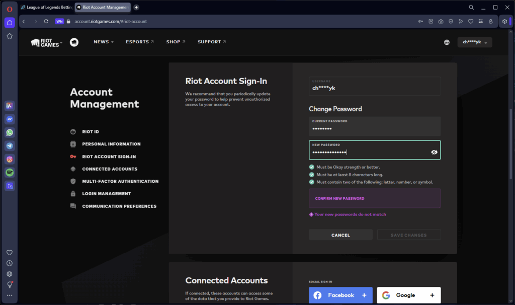 Riot Login Screen - How To Change Your Password In League of Legends - Change Password