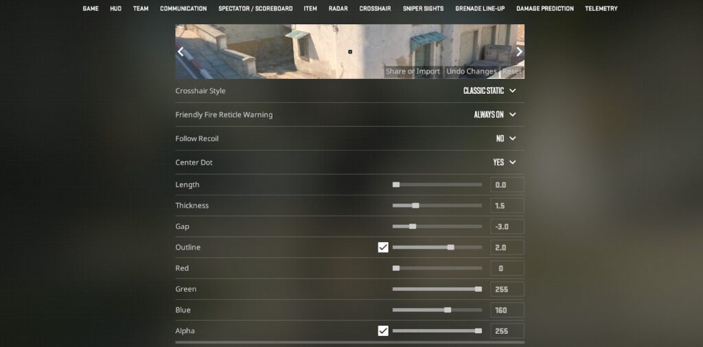 CS2 Dot Crosshair Menu