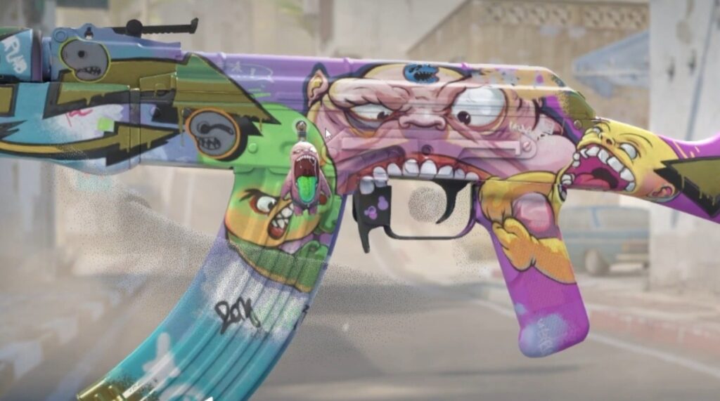 CS2 Charms attached to an AK-47 