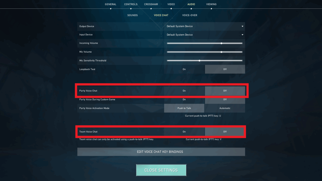 Turn off VALORANT Party Chat