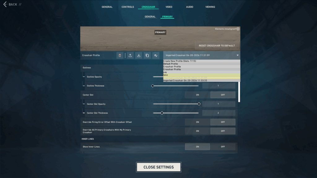 manually copy crosshairs in VALORANT