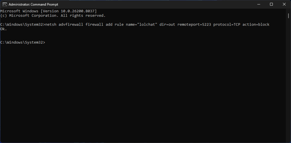 Command Prompt to appear offline in VALORANT