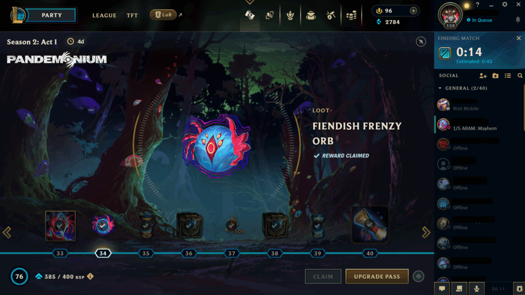 Fiendish Frenzy orb pulled from Mythic Essence drops