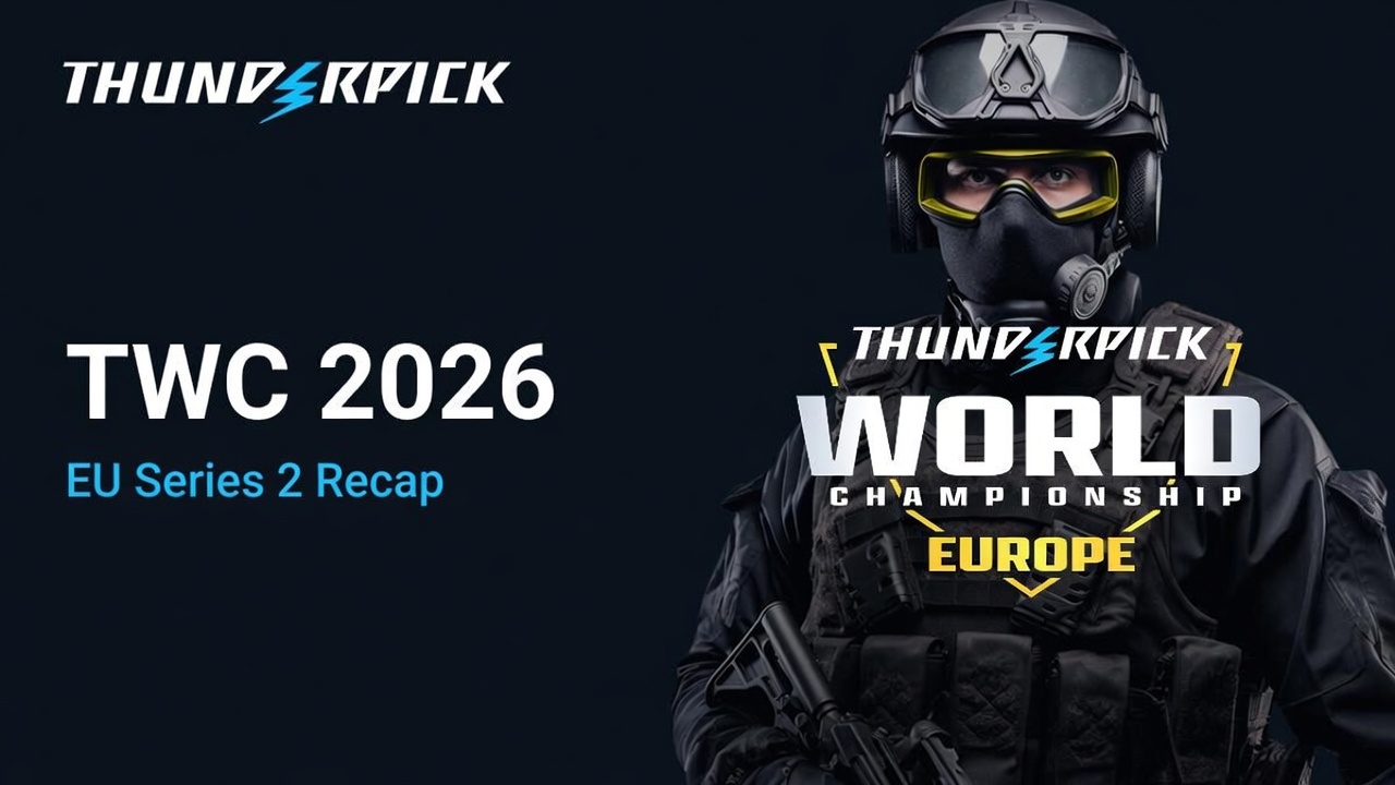 CS2 Agent, Thunderpick Logo and Thunderpick World Championship Europe Logo next to text TWC 2026 EU Series 2 Recap