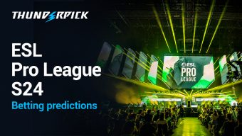ESL Pro League S24 Betting Predictions, Thunderpick, Image of live CS2 event.